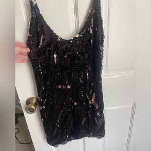 Free people black & gold sequin mini dress